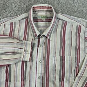 Haband Pearl Snap Shirt XL Vertical Stripe Long Sleeve Western Casual Cowboy